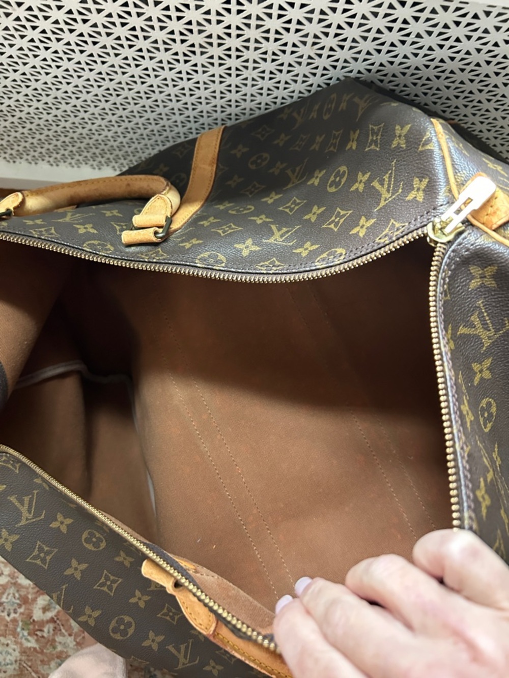 7012. Authentic Louis Vuitton Keepall 55 Brown Mono Canvas Duffle Bag w/COA. - Picture 11 of 12